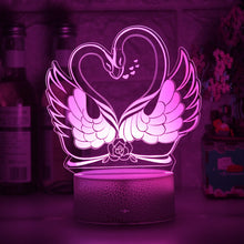 Lade das Bild in den Galerie-Viewer, Romantisches Deko Lampe Nachlicht mit Schwan Herz Liebe Motiv kaufen