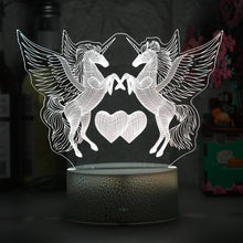 Lade das Bild in den Galerie-Viewer, Romantische Lampe Nachtlicht Deko Licht mit Doppel Einhorn und Herz Motiv kaufen