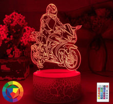 Lade das Bild in den Galerie-Viewer, Nacht- oder Dekolampe mit Motorrad Rennfahrer Motiv kaufen