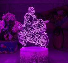 Lade das Bild in den Galerie-Viewer, Nacht- oder Dekolampe mit Motorrad Rennfahrer Motiv kaufen