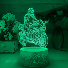Lade das Bild in den Galerie-Viewer, Nacht- oder Dekolampe mit Motorrad Rennfahrer Motiv kaufen