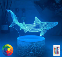 Lade das Bild in den Galerie-Viewer, Nachtlicht mit 3D Illusion und Hai Motiv kaufen