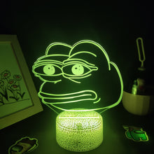 Lade das Bild in den Galerie-Viewer, Sad Frog Pepe Feels Bad Meme Lampe Nachtlicht Farbwechsel und 3D Effekt kaufen