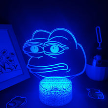 Lade das Bild in den Galerie-Viewer, Sad Frog Pepe Feels Bad Meme Lampe Nachtlicht Farbwechsel und 3D Effekt kaufen