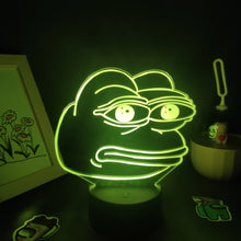 Lade das Bild in den Galerie-Viewer, Sad Frog Pepe Feels Bad Meme Lampe Nachtlicht Farbwechsel und 3D Effekt kaufen
