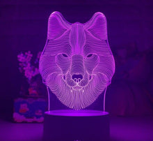 Lade das Bild in den Galerie-Viewer, Deko Lampe Nachtlicht mit Wolf Motiv - Leuchtet in verschiedenen Farben kaufen