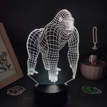 Lade das Bild in den Galerie-Viewer, Gorilla King Kong Lampe Nachtlicht Farbwechsel und 3D Effekt kaufen