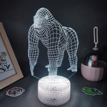 Lade das Bild in den Galerie-Viewer, Gorilla King Kong Lampe Nachtlicht Farbwechsel und 3D Effekt kaufen