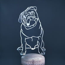 Lade das Bild in den Galerie-Viewer, 3D LED Nacht Licht mit Mops Motiv kaufen