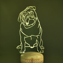 Lade das Bild in den Galerie-Viewer, 3D LED Nacht Licht mit Mops Motiv kaufen
