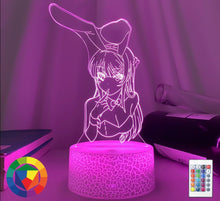 Lade das Bild in den Galerie-Viewer, 3D LED Nachtlicht Bunny Girl Senpai Mai Sakurajima Anime Lampe kaufen