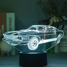 Lade das Bild in den Galerie-Viewer, 3D Nacht Lampe mit Mustang Motiv kaufen