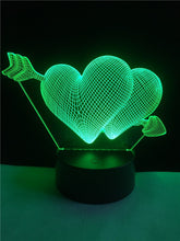 Lade das Bild in den Galerie-Viewer, Romantische Lampe mit Herz Motiv, Farbwechsel und 3D Effekt kaufen