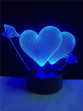 Lade das Bild in den Galerie-Viewer, Romantische Lampe mit Herz Motiv, Farbwechsel und 3D Effekt kaufen