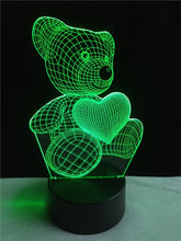 Lade das Bild in den Galerie-Viewer, Teddy Bär mit Herz Lampe - 3D Effekt - Farbwechsel - bis zu 7 Farben kaufen