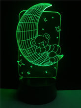 Lade das Bild in den Galerie-Viewer, Teddybär auf dem Mond Lampe - 3D Effekt - Farbwechsel - bis zu 7 Farben kaufen