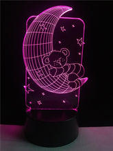 Lade das Bild in den Galerie-Viewer, Teddybär auf dem Mond Lampe - 3D Effekt - Farbwechsel - bis zu 7 Farben kaufen