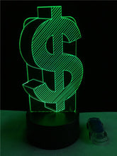 Lade das Bild in den Galerie-Viewer, 3D Dollar $ Lampe mit Farbwechsel (bis zu 7 Farben) kaufen