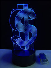 Lade das Bild in den Galerie-Viewer, 3D Dollar $ Lampe mit Farbwechsel (bis zu 7 Farben) kaufen
