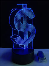 Lade das Bild in den Galerie-Viewer, 3D Dollar $ Lampe mit Farbwechsel (bis zu 7 Farben) kaufen
