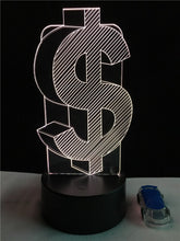 Lade das Bild in den Galerie-Viewer, 3D Dollar $ Lampe mit Farbwechsel (bis zu 7 Farben) kaufen