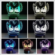 Lade das Bild in den Galerie-Viewer, Romantische Lampe mit Schwan Motiv, magischen 3D Effekt und Farbwechsel kaufen