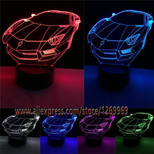 Lade das Bild in den Galerie-Viewer, Sportwagen 3D Lampe mit Multicolor Effekt kaufen