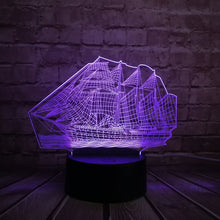 Lade das Bild in den Galerie-Viewer, Segelschiff Lampe mit magischen 3D Effekt und Farbwechsel kaufen