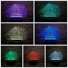 Lade das Bild in den Galerie-Viewer, Segelschiff Lampe mit magischen 3D Effekt und Farbwechsel kaufen