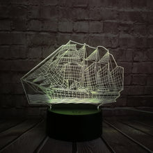 Lade das Bild in den Galerie-Viewer, Segelschiff Lampe mit magischen 3D Effekt und Farbwechsel kaufen