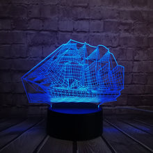 Lade das Bild in den Galerie-Viewer, Segelschiff Lampe mit magischen 3D Effekt und Farbwechsel kaufen