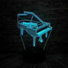 Lade das Bild in den Galerie-Viewer, Klavier / Piano 3D LED Lampe mit Farbwechsel Effekt - Nachtlicht - Tischlicht kaufen