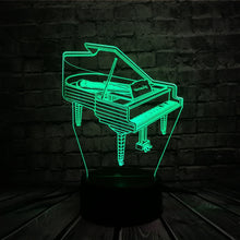 Lade das Bild in den Galerie-Viewer, Klavier / Piano 3D LED Lampe mit Farbwechsel Effekt - Nachtlicht - Tischlicht kaufen