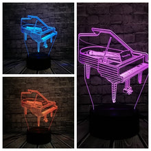 Lade das Bild in den Galerie-Viewer, Klavier / Piano 3D LED Lampe mit Farbwechsel Effekt - Nachtlicht - Tischlicht kaufen