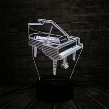Lade das Bild in den Galerie-Viewer, Klavier / Piano 3D LED Lampe mit Farbwechsel Effekt - Nachtlicht - Tischlicht kaufen