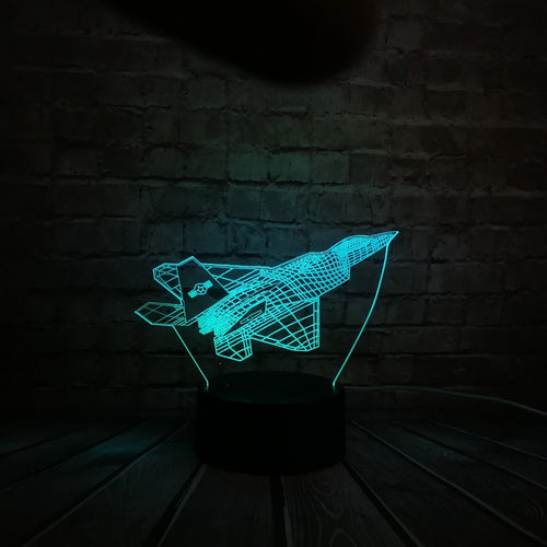 Kampfflugzeug / Düsenjäger 3D Lampe mit Farbwechsel - Nachtlampe, Tischlampe kaufen