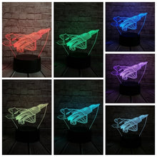 Lade das Bild in den Galerie-Viewer, Kampfflugzeug / Düsenjäger 3D Lampe mit Farbwechsel - Nachtlampe, Tischlampe kaufen