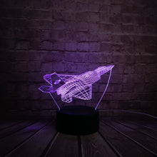 Lade das Bild in den Galerie-Viewer, Kampfflugzeug / Düsenjäger 3D Lampe mit Farbwechsel - Nachtlampe, Tischlampe kaufen