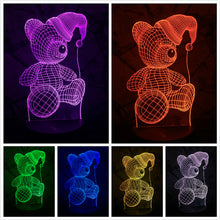 Lade das Bild in den Galerie-Viewer, Teddybär mit Herz u. a. 3D LED Lampe - Farbwechsel mit 7 Farben kaufen