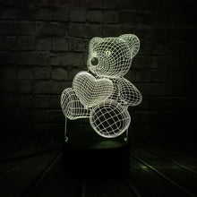 Lade das Bild in den Galerie-Viewer, Teddybär mit Herz u. a. 3D LED Lampe - Farbwechsel mit 7 Farben kaufen