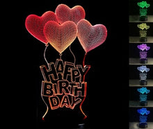 Lade das Bild in den Galerie-Viewer, Happy Birthday Lampe - 3D Effekt - bis zu 7 Farben mit Farbwechsel kaufen