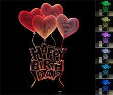 Lade das Bild in den Galerie-Viewer, Happy Birthday Lampe - 3D Effekt - bis zu 7 Farben mit Farbwechsel kaufen