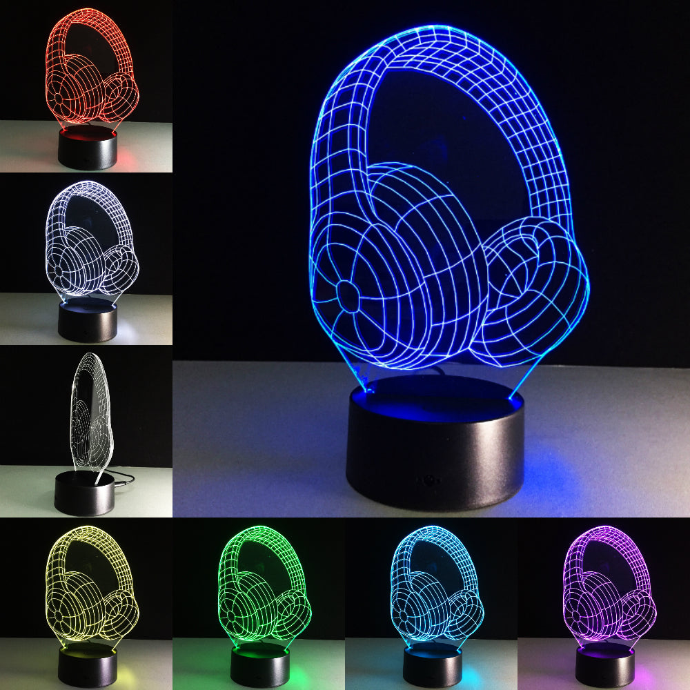3D LED Lampe im Kopfhörer Design – Lumilights
