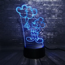 Lade das Bild in den Galerie-Viewer, Minnie Maus / Mickey Maus 3D Lampe mit Farbwechsel Effekt kaufen