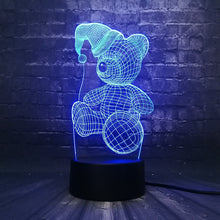 Lade das Bild in den Galerie-Viewer, Teddy Bär will schlafen 3D LED Lampe mit magischen Farbwechsel (bis zu 7 Farben) kaufen