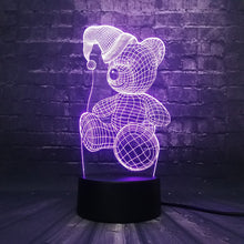 Lade das Bild in den Galerie-Viewer, Teddy Bär will schlafen 3D LED Lampe mit magischen Farbwechsel (bis zu 7 Farben) kaufen