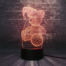Lade das Bild in den Galerie-Viewer, Teddy Bär will schlafen 3D LED Lampe mit magischen Farbwechsel (bis zu 7 Farben) kaufen