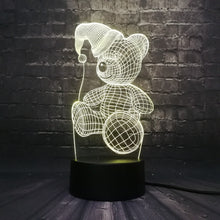 Lade das Bild in den Galerie-Viewer, Teddy Bär will schlafen 3D LED Lampe mit magischen Farbwechsel (bis zu 7 Farben) kaufen