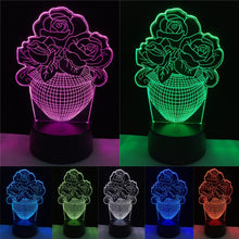 Lade das Bild in den Galerie-Viewer, LED Lampe mit 3D Effekt - Blumen Design - Magischer Farbwechsel kaufen