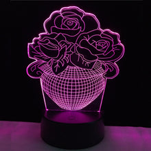 Lade das Bild in den Galerie-Viewer, LED Lampe mit 3D Effekt - Blumen Design - Magischer Farbwechsel kaufen